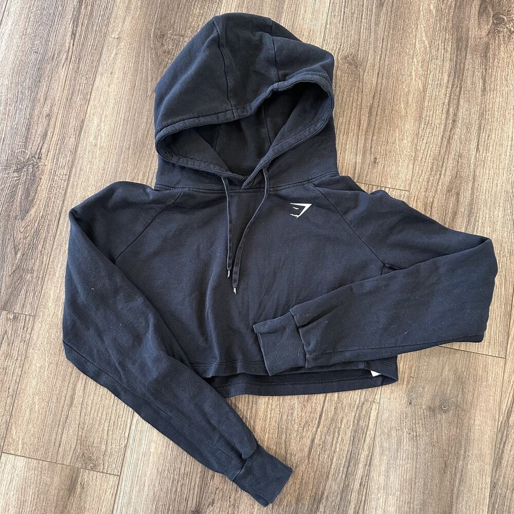 Gymshark Training Cropped Hoodie Size Small Pullover In Black